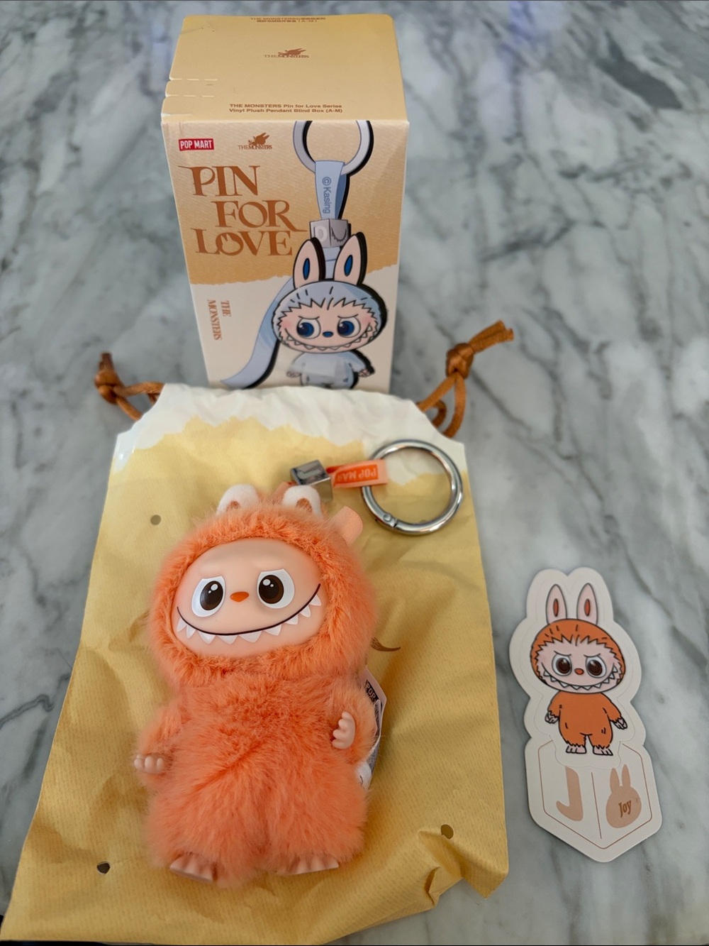 Pop Mart Pin for Love J Orange Plush Pendant